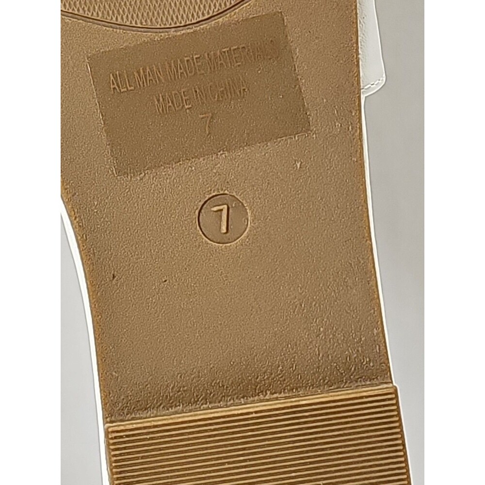 Fashion Nova White Square Toe Slide Sandals Gold Chain Link Flat Buckle Shoes 7 - Picture 8 of 8